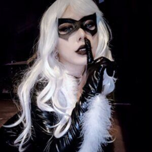 Vybe Couture Black Leather Cat Mask